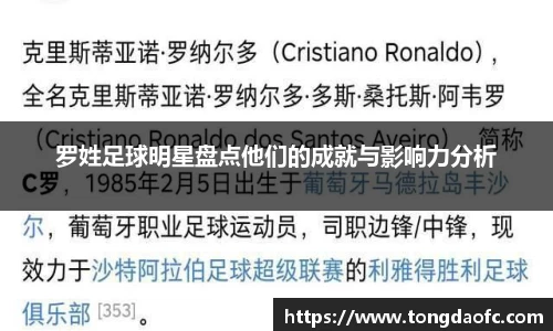 罗姓足球明星盘点他们的成就与影响力分析